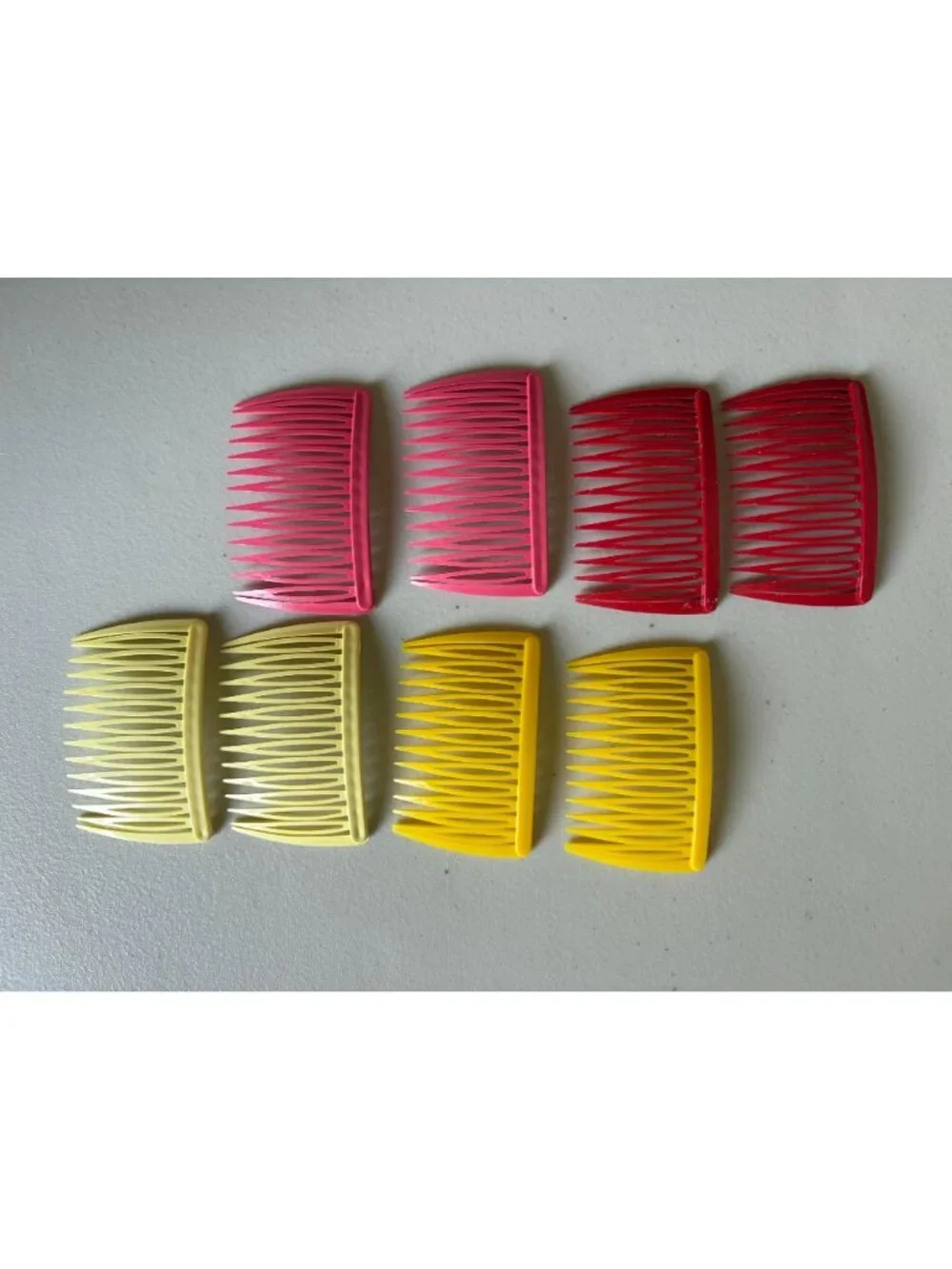 4 Sets 8 Total Vintage 1980s Goody Hair Side Combs Red Pink Yellow Sunshine Bana